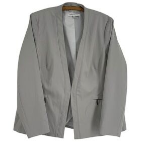 Capsule Blazer Women Size 16 gray Lined Office Career Jacket hook/eye closure